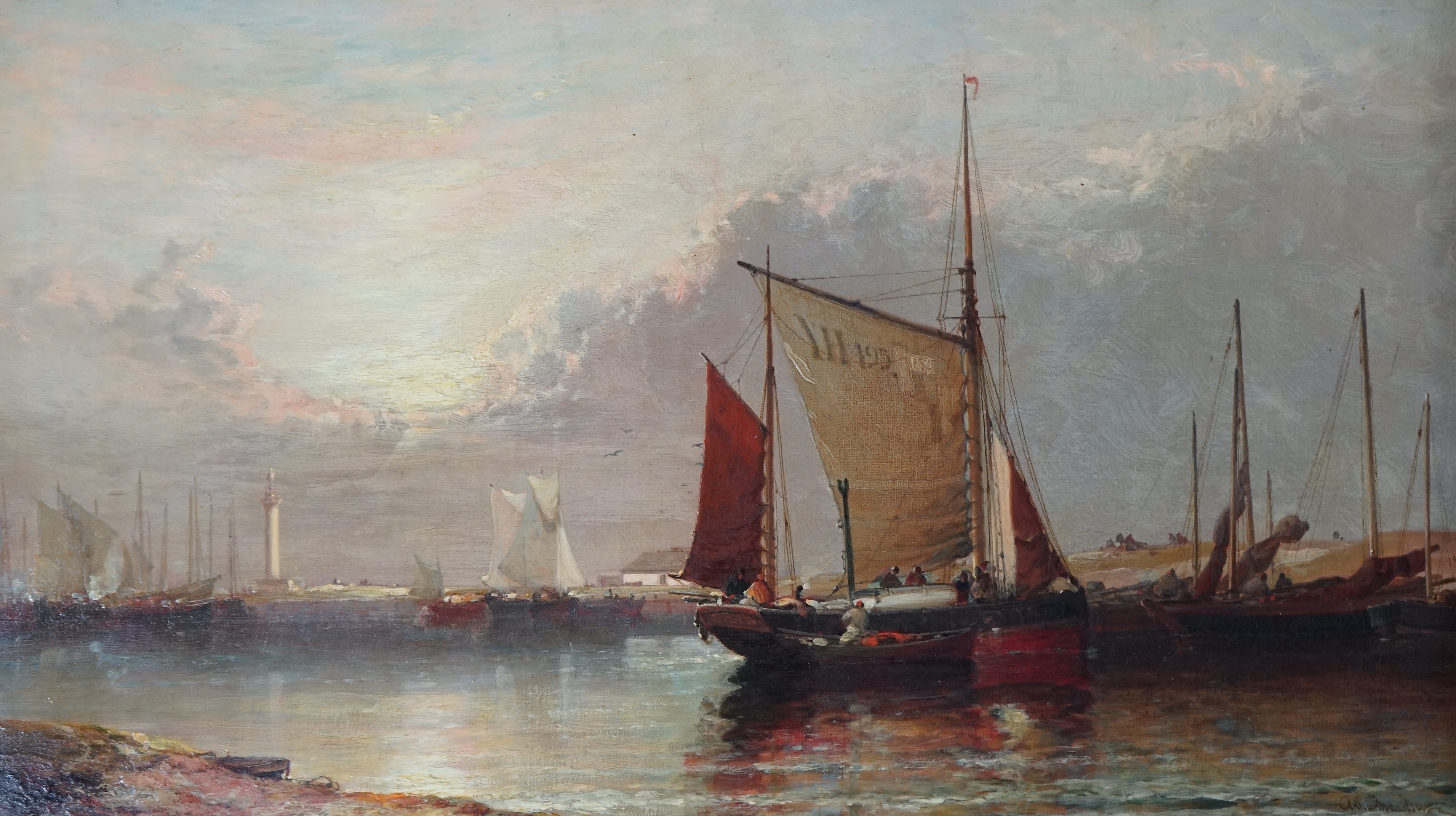Arthur Joseph Meadows (English, 1843-1907), 'On The Yare - Early Morning', oil on canvas, 34 x 60cm